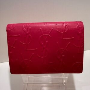 YSL Pink Embossed Leather Bifold Wallet